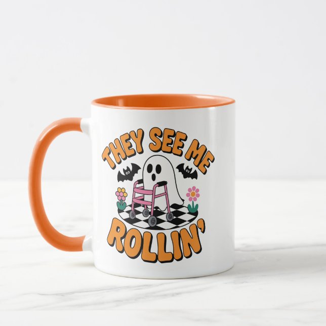 They See Me Rollin' Funny Ghost Walker Quote Mug (Left)