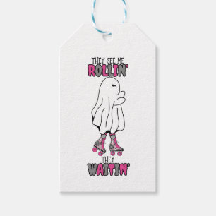 They see me rollin' they waitin' pink retro ghost gift tags