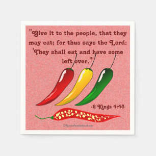 They shall eat with some left over chilli peppers napkin