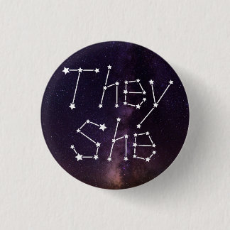 They/She Galaxy Starry Night Sky Constellation Pro 3 Cm Round Badge
