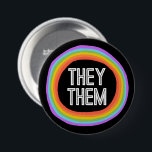 THEY THEM Colourful Gender Rainbow Circle Pronouns 7.5 Cm Round Badge<br><div class="desc">Decorate your outfit with this cool art button. Makes a great  gift! You can customise it,  change colours,  fonts,  and add text too. Check my shop for lots more colours and patterns! Let me know if you'd like something custom too.</div>
