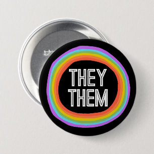 THEY THEM Colourful Gender Rainbow Circle Pronouns 7.5 Cm Round Badge