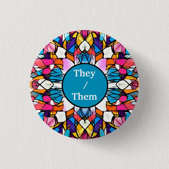 They / Them Customisable Pronoun Badge (Front)