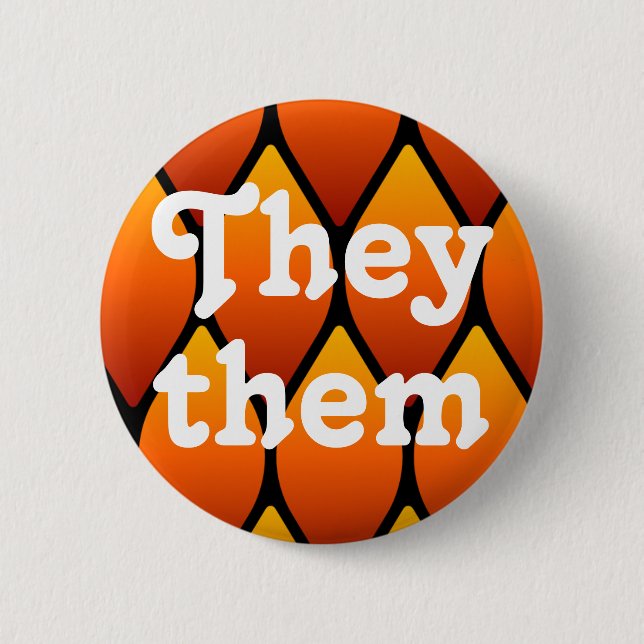 They/Them Dragon Scales Pronoun Button (Front)
