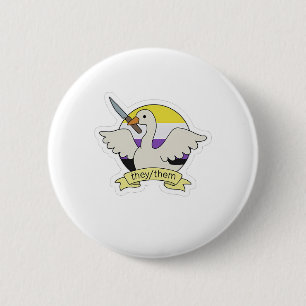 They Them Goose Non binary LGBT Pride Month 6 Cm Round Badge