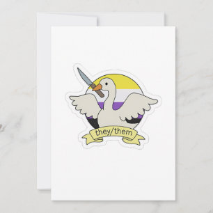 They Them Goose Non binary LGBT Pride Month Holiday Card