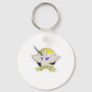 They Them Goose Non binary LGBT Pride Month Key Ring