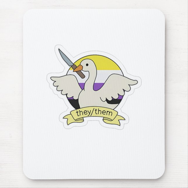 They Them Goose Non binary LGBT Pride Month  Mouse Pad (Front)