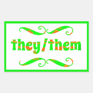 They Them Green Swirls Rectangular Sticker