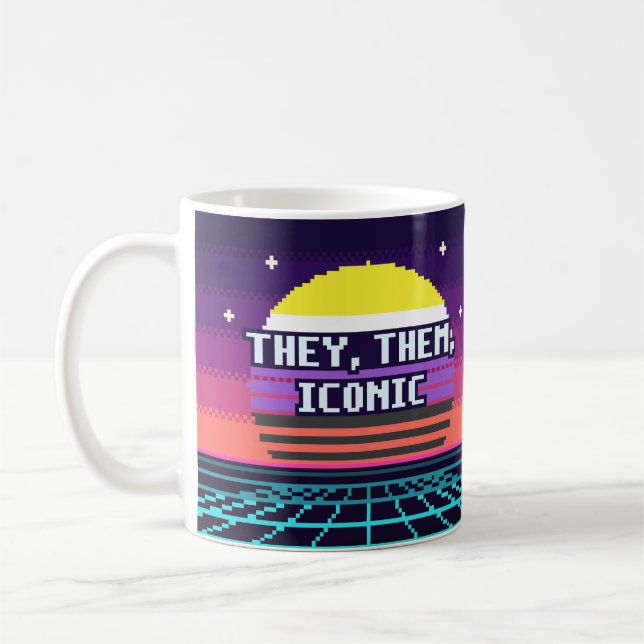 They, Them, Iconic Nonbinary Pride Pixel Mug (Left)