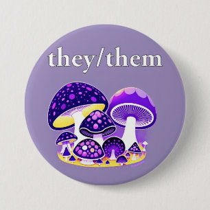 they/them mushroom pronoun button