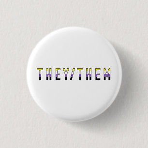 They/Them Non-Binary Pride Flag Pronouns Badge