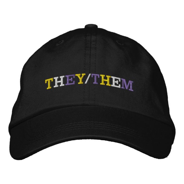 They Them Nonbinary Pride Embroidered Hat (Front)