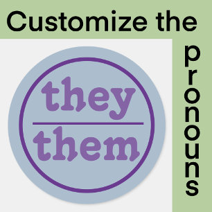 They them pronoun   blue and purple classic round sticker