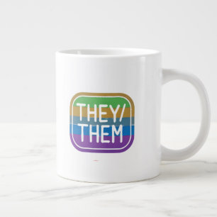 THEY/THEM Pronoun Rainbow Circle Pride Large Coffee Mug