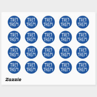 THEY / THEM Pronouns Blue Handlettering Set of