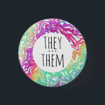 THEY/THEM Pronouns Colorful Rainbow Swirls CUSTOM 3 Cm Round Badge<br><div class="desc">Decorate your outfit with this cool art button. Makes a great  gift! You can customize it and add text too. Check my shop for lots more colors and patterns! Let me know if you'd like something custom too.</div>