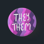 THEY/THEM Pronouns Colourful Handlettered Purple 3 Cm Round Badge<br><div class="desc">Decorate your outfit with this cool art button. Makes a great  gift! You can customise it and add text too. Check my shop for lots more colours and patterns! Let me know if you'd like something custom too.</div>