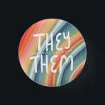 THEY/THEM Pronouns Colourful Handlettered Rainbow 3 Cm Round Badge<br><div class="desc">Decorate your outfit with this cool art button. Makes a great  gift! You can customise it and add text too. Check my shop for lots more colours and patterns! Let me know if you'd like something custom too.</div>