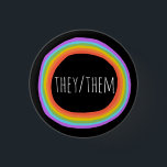 THEY/THEM Pronouns Colourful Rainbow Circle Black 3 Cm Round Badge<br><div class="desc">Decorate your outfit with this cool art button. Makes a great  gift! You can customise it and add text too. Check my shop for lots more colours and patterns! Let me know if you'd like something custom too.</div>