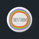 THEY/THEM Pronouns Colourful Rainbow Circle Button<br><div class="desc">Decorate your outfit with this cool art button. Makes a great  gift! You can customise it and add text too. Check my shop for lots more colours and patterns! Let me know if you'd like something custom too.</div>
