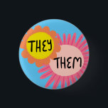 THEY / THEM Pronouns Flowers Pride Handlettered 3 Cm Round Badge<br><div class="desc">Decorate your outfit with this cool art button. Makes a great  gift! You can customise it and add text too. Check my shop for lots more colours and patterns! Let me know if you'd like something custom too.</div>