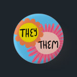 THEY / THEM Pronouns Flowers Pride Handlettered 3 Cm Round Badge<br><div class="desc">Decorate your outfit with this cool art button. Makes a great  gift! You can customise it and add text too. Check my shop for lots more colours and patterns! Let me know if you'd like something custom too.</div>
