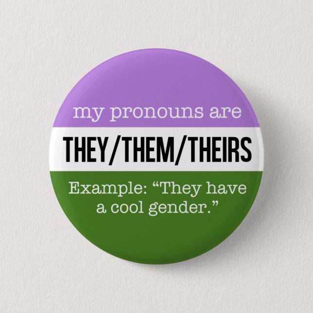 They/Them Pronouns – Genderqueer Flag 6 Cm Round Badge (Front)