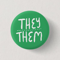 THEY/THEM Pronouns Green Handlettering Minimal