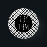 THEY/THEM Pronouns Handmade Grid Black White 3 Cm Round Badge<br><div class="desc">Decorate your outfit with this cool art button. Makes a great  gift! You can customise it and add text too. Check my shop for lots more colours and patterns! Let me know if you'd like something custom too.</div>
