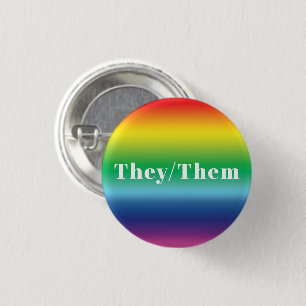 They, Them, Pronouns Lgbtq Lgbt Pride Rainbow 3 Cm Round Badge