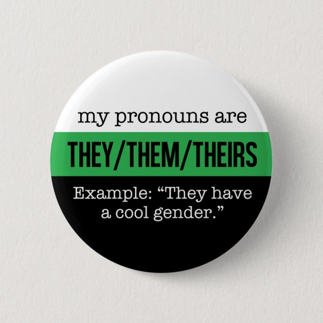 They/Them Pronouns – Neutrois Flag 6 Cm Round Badge (Front)