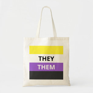 They/Them Pronouns Non-Binary Flag Budget Tote Bag