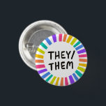 THEY/THEM Pronouns Rainbow Bright Circle Rings 3 Cm Round Badge<br><div class="desc">Decorate your outfit with this cool art button. You can customise it and add text too. Check my shop for lots more colours and patterns! Let me know if you'd like something custom too.</div>