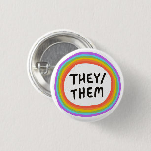 THEY/THEM Pronouns Rainbow Circle 3 Cm Round Badge