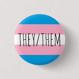 they/them pronouns trans pride flag 3 cm round badge