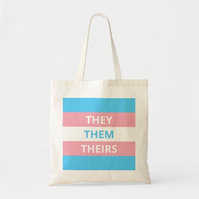 They/Them Pronouns Transgender Flag Budget Tote Bag (Front)