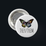 THEY/THEM Pronouns Watercolor Butterfly  3 Cm Round Badge<br><div class="desc">Decorate your outfit with this cool art button. You can customise it and add text too. Check my shop for lots more colours and patterns! Let me know if you'd like something custom too.</div>