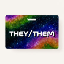 They/Them Rainbow Galaxy Badge