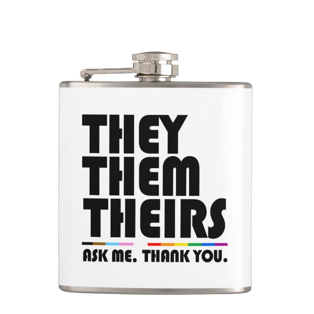 They Them Theirs Hip Flask (Front)