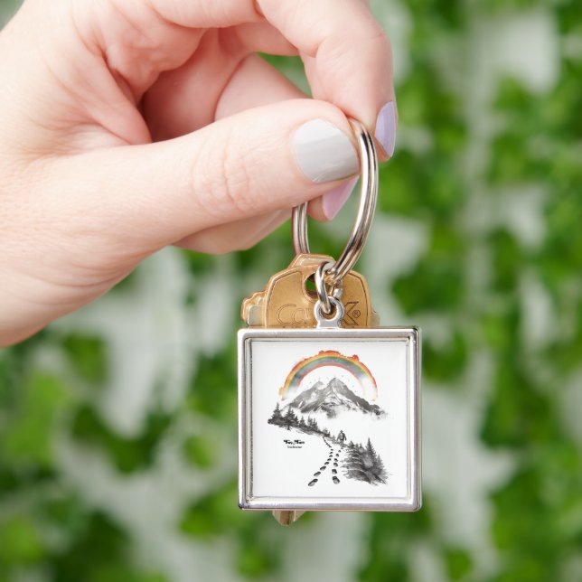 They/Them Trailblazer – LGBTQ Pride Camping Art,  Key Ring (Hand)