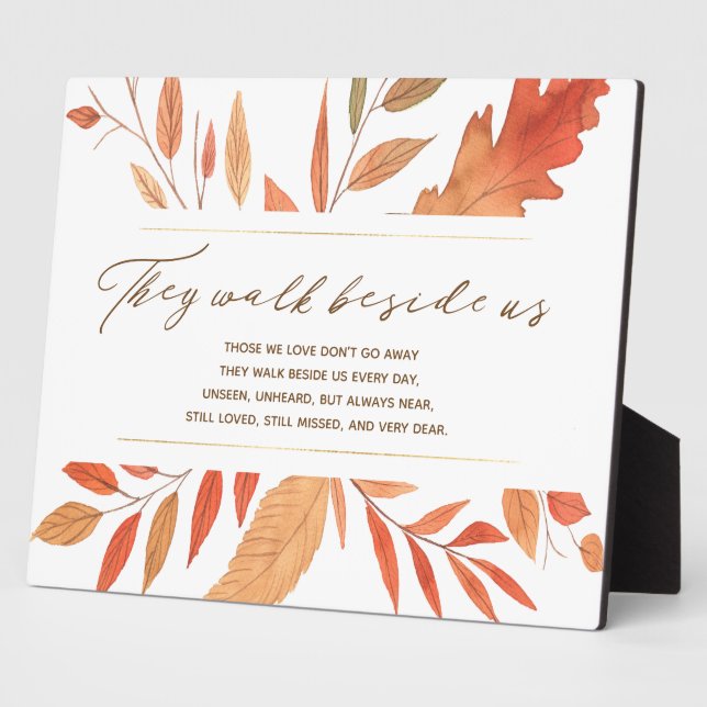 They Walk Beside Us Autumn Wedding Memorial Plaque (Side)