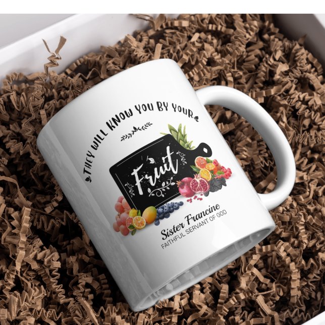 They Will Know You By Your Fruit Mug (Personalized Christian mug. A great gift to show how much you care. )