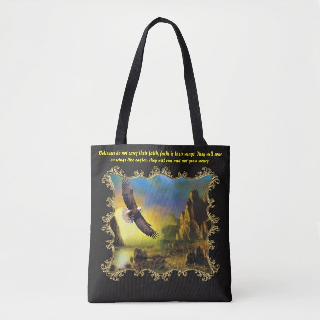 They will soar on wings like eagles. gold frame tote bag (Front)