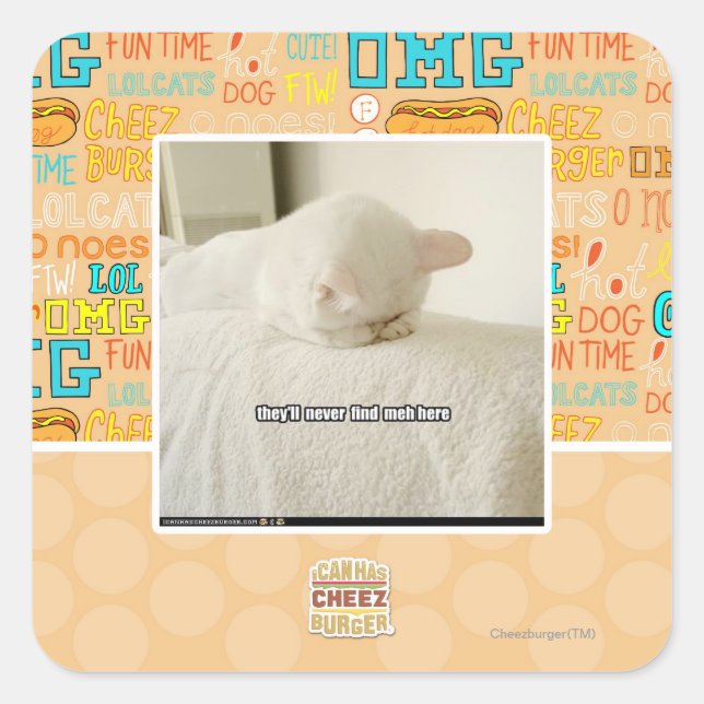 they'll never find meh here square sticker (Front)