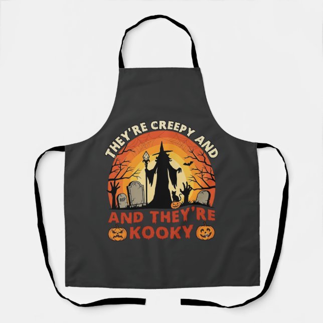 Theyre Creepy Kooky Halloween Witch Graveyard Pump Apron (Front)