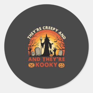 Theyre Creepy Kooky Halloween Witch Graveyard Pump Classic Round Sticker