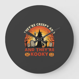 Theyre Creepy Kooky Halloween Witch Graveyard Pump Large Clock