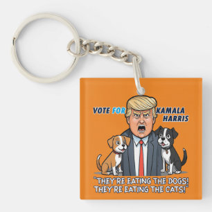 They're Eating The Dogs Funny Trump Kamala 2024 Key Ring