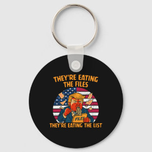 They're Eating The Files Funny Trump Design Key Ring